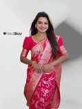 Handloom Banarasi Saree with Elegant Zari Border and Royal Look – Festive Wear Collection.