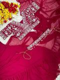 ruffle dupatta lehenga saree