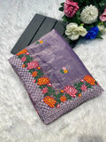 Close-up of saree arc-cut embroidered border