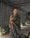 Party wear georgette saree with stitched blouse