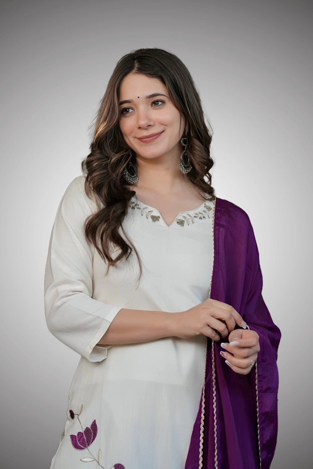 Close-up of sequin embroidery on kurti