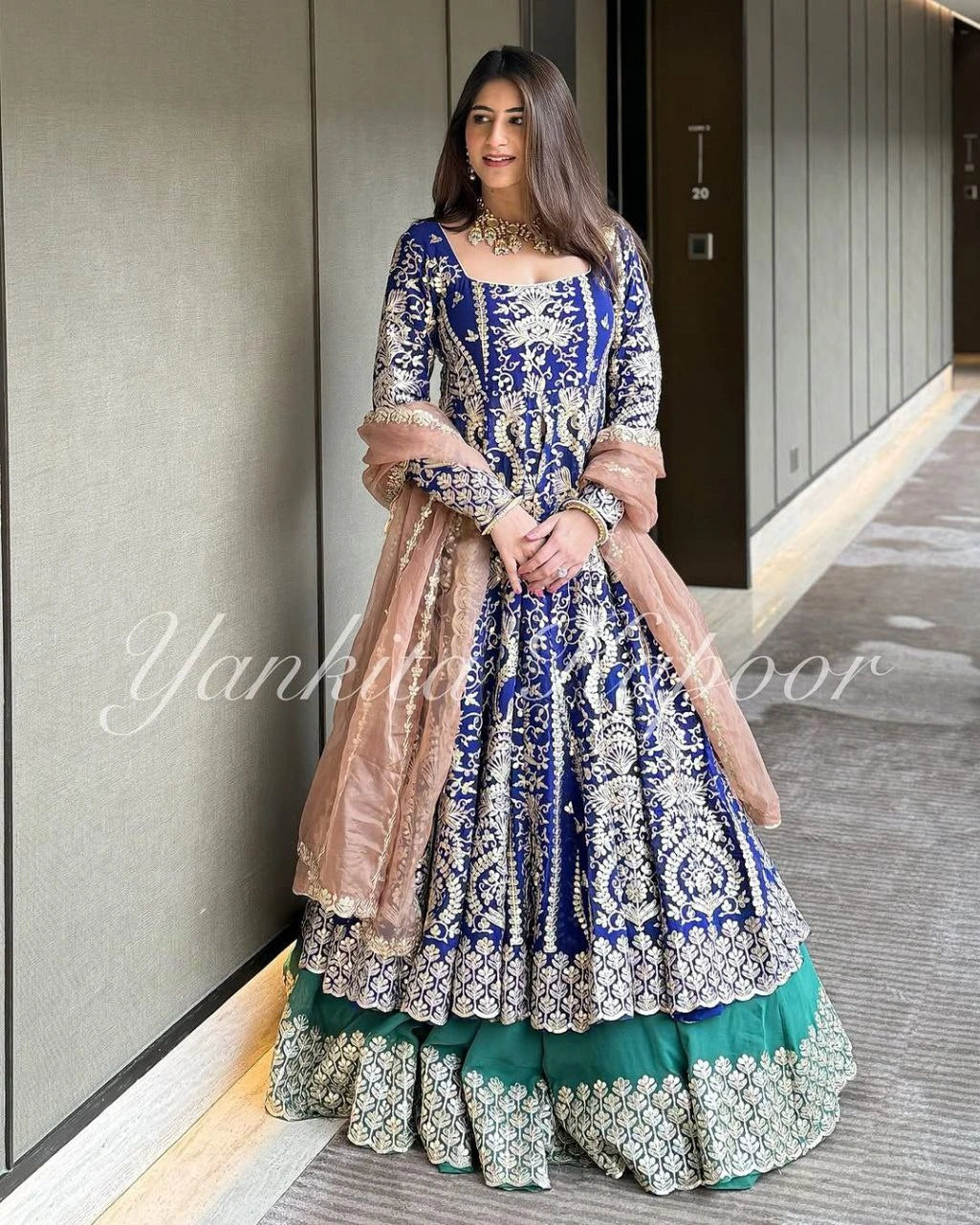 Heavy Sequin Work Dupatta with Lace Border