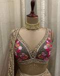 Semi-stitched lehenga skirt front view