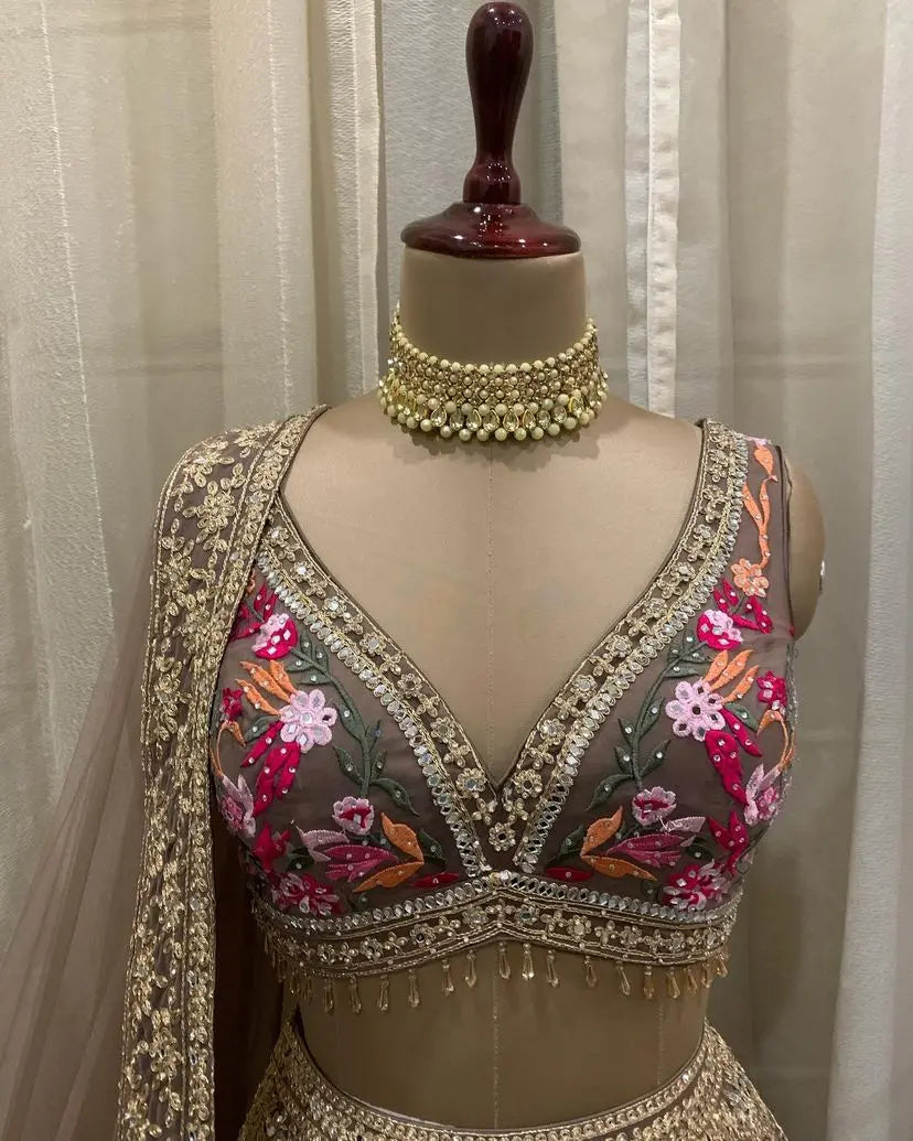 Semi-stitched lehenga skirt front view