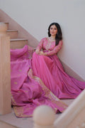 Multicolor embroidered gold gown