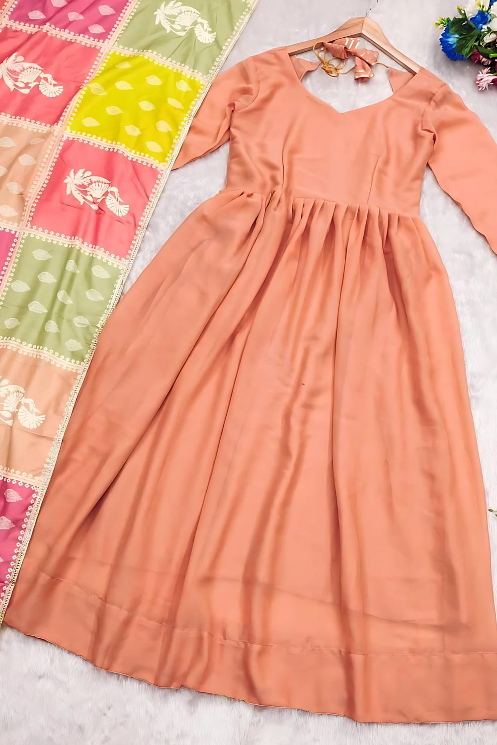 Back view of shimmer Anarkali dress