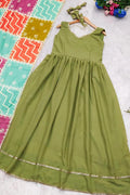 Long sleeve Anarkali with cotton dupatta