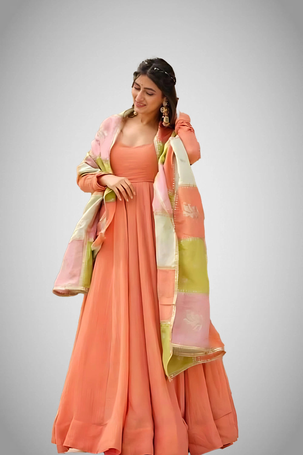Full flare shimmer gown dress