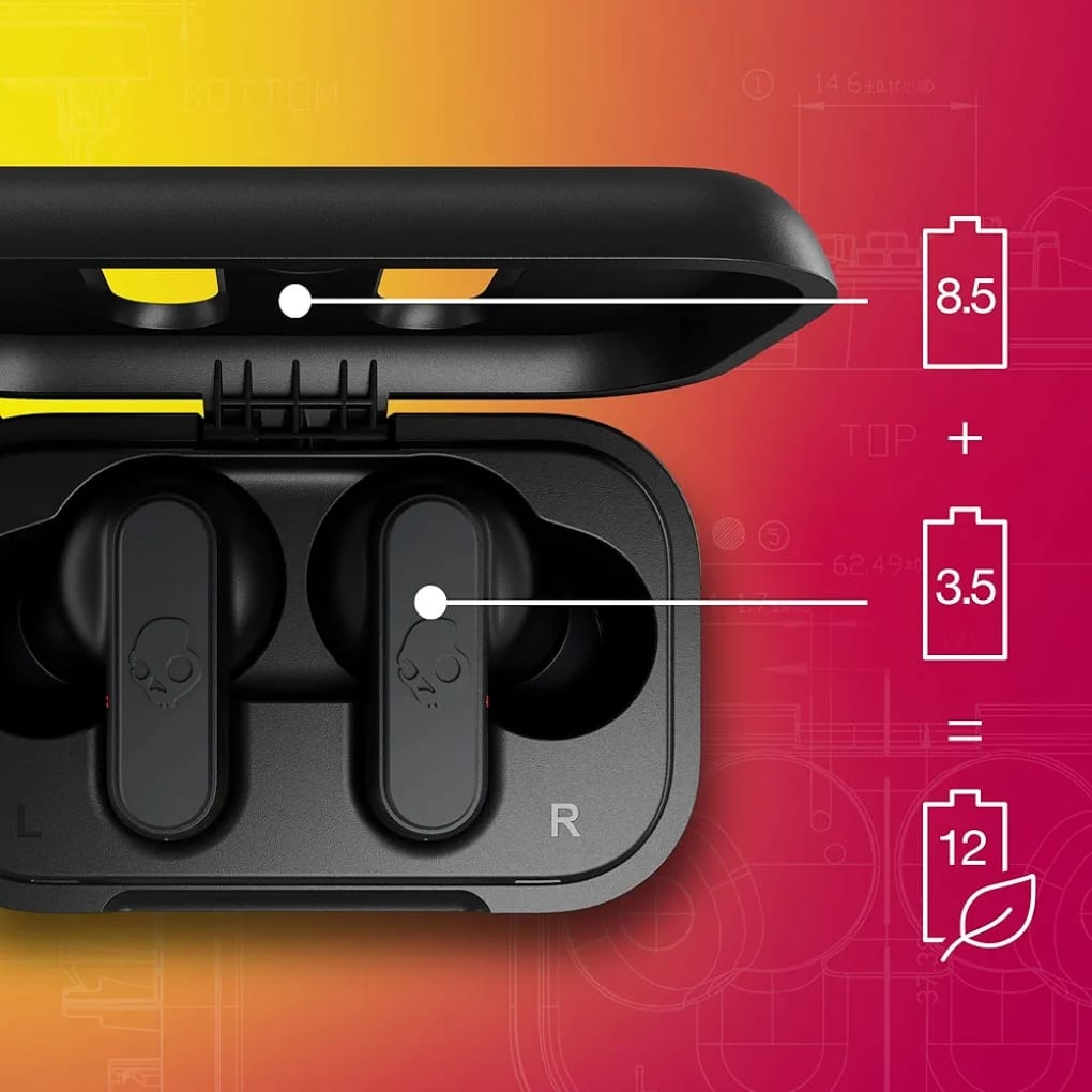 Skullcandy Dime Bluetooth earbuds with charging case