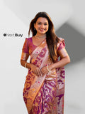 Soft Banarasi Silk Saree in Rich Traditional Design with Tassels on the Pallu – A Must-Have Ethnic Wear.