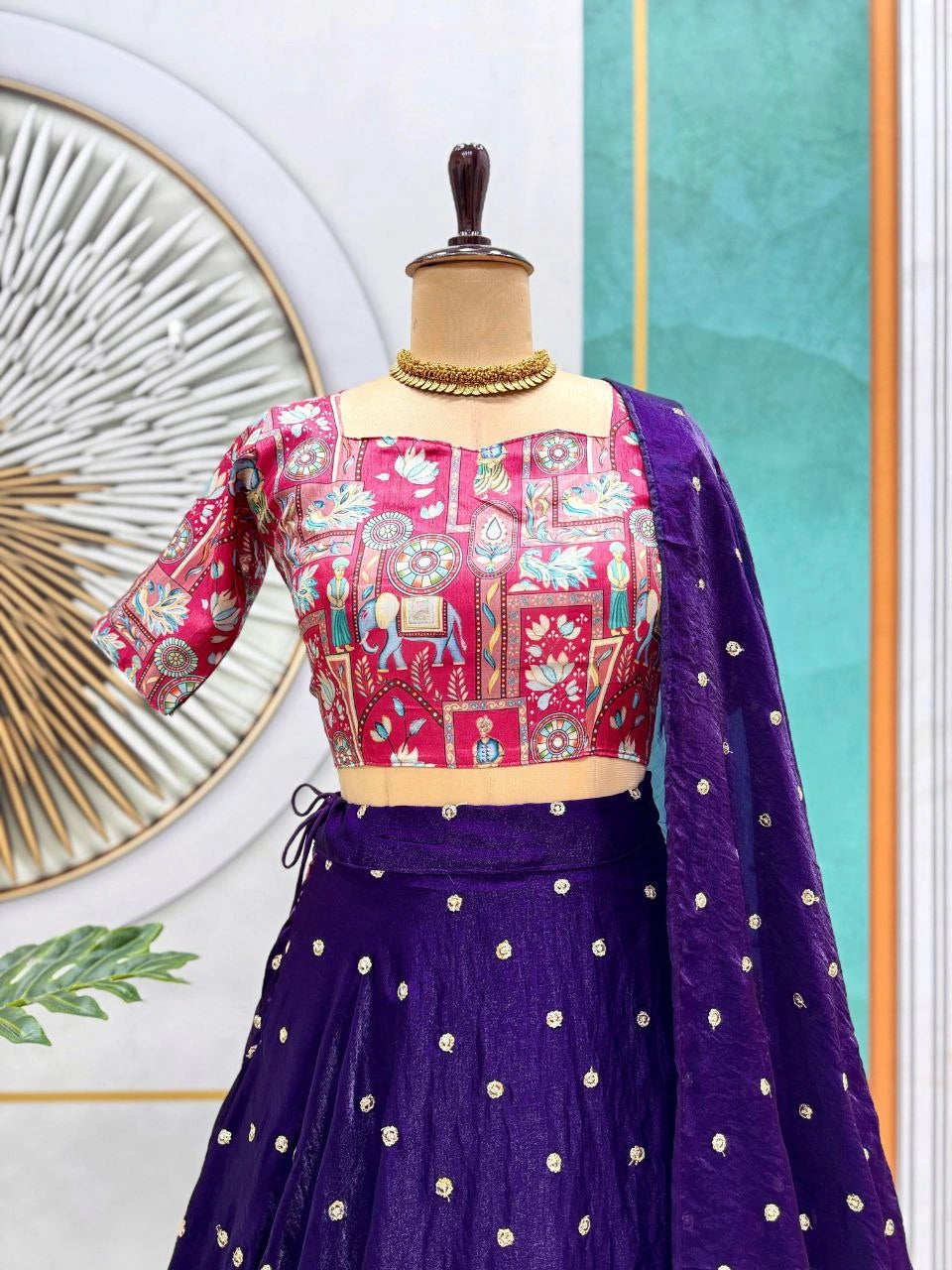 Printed chinnon blouse with cotton lining
