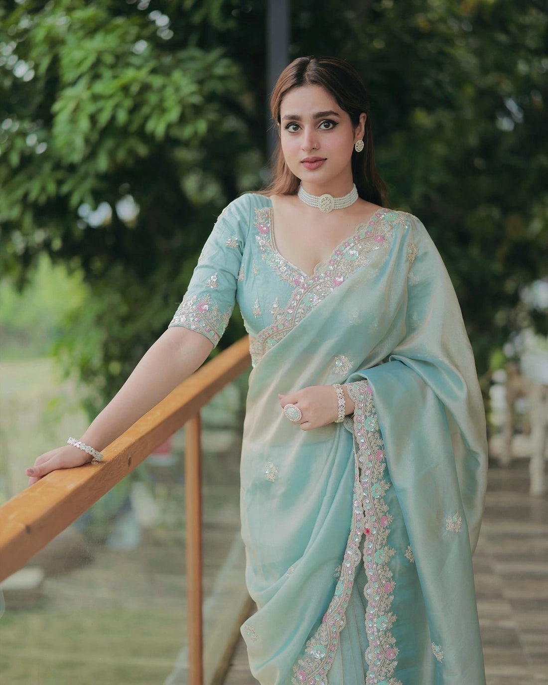 space silk saree with embroidery