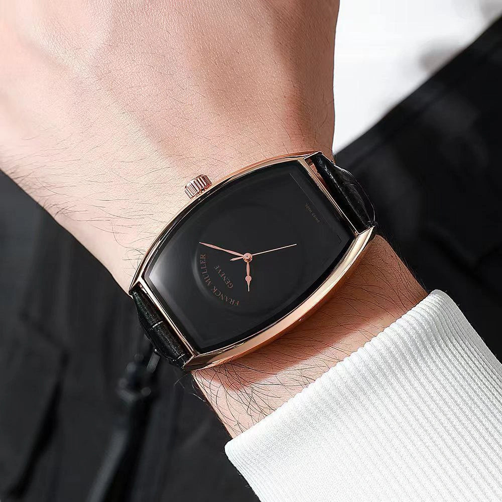 Stainless steel tonneau case men's timepiece