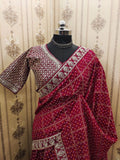 Saree blouse close-up embroidery work