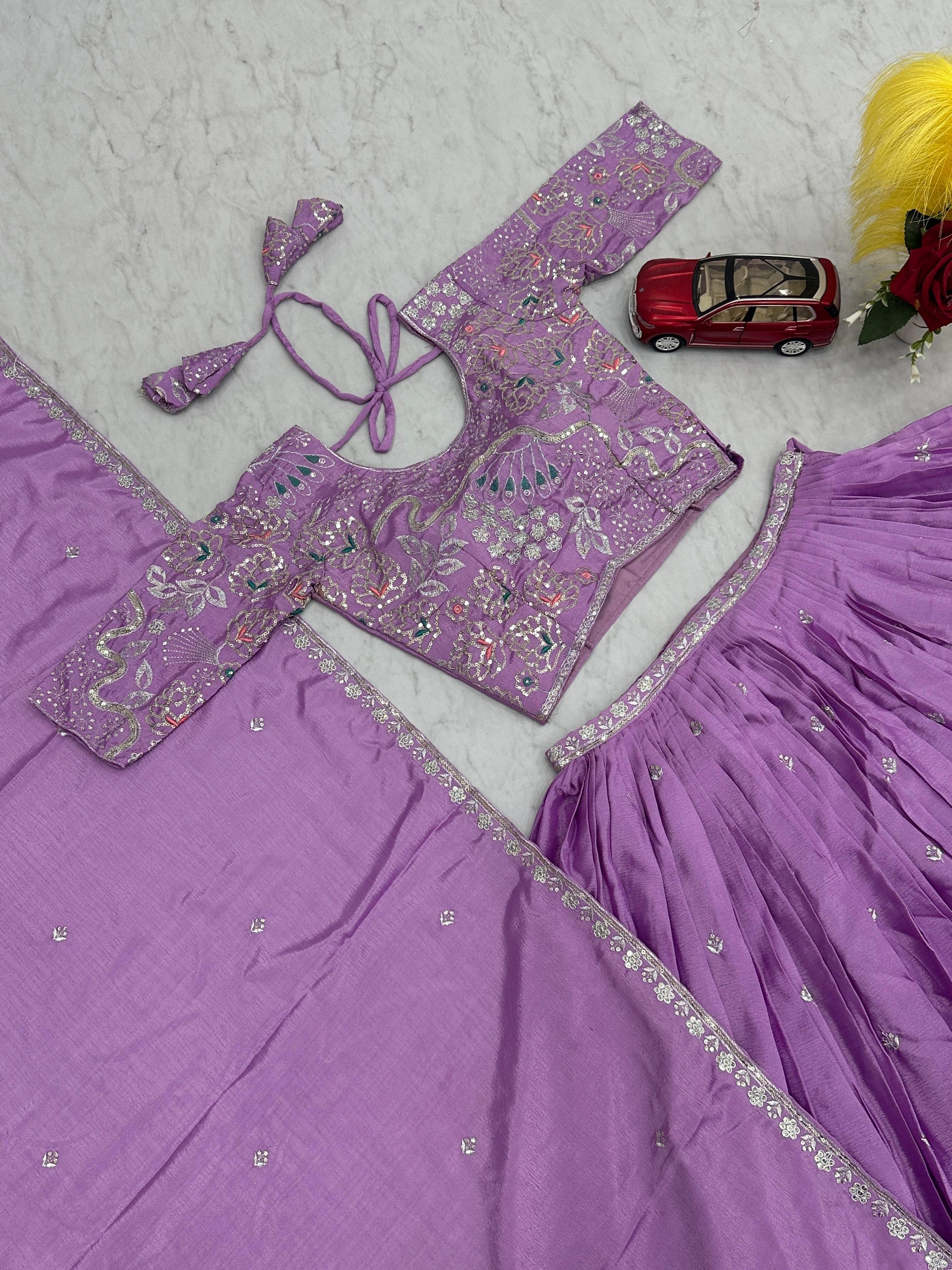 Maroon embroidered lehenga