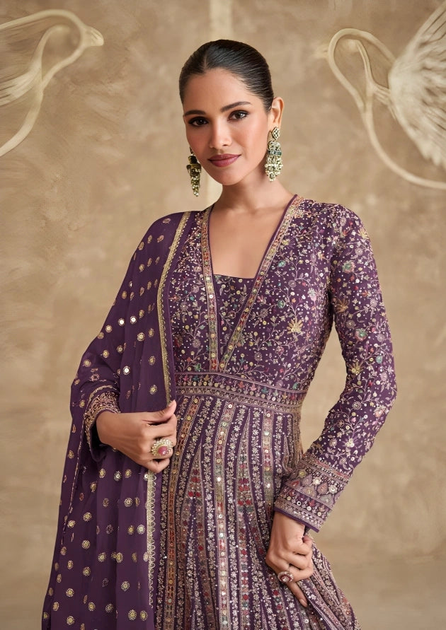 Stitched georgette kurta with santoon lining