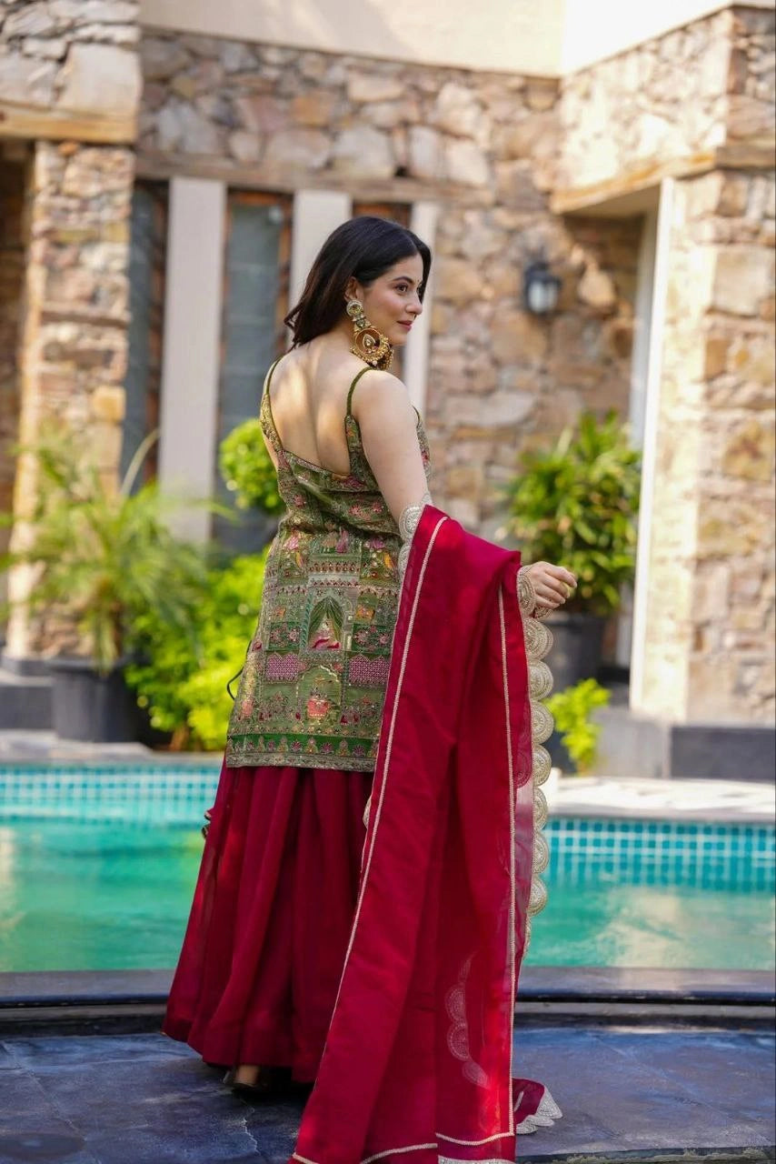 organza ethnic set with dupatta