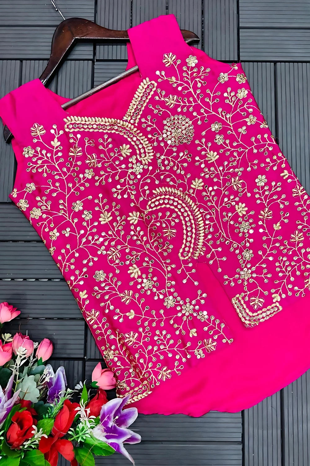 XL stitched palazzo suit front view