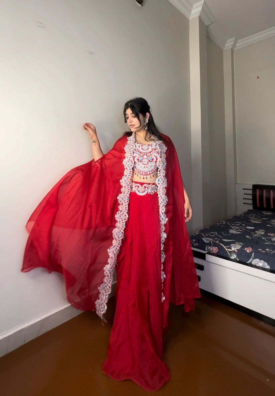 Georgette Indo-Western set for weddings and events