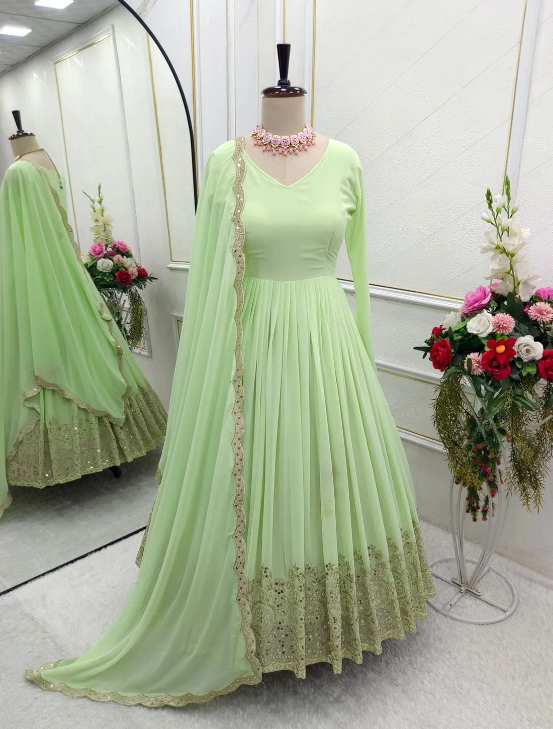 Heavy embroidery ethnic gown