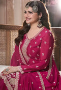 Stylish plazzo set for women in pure chinon silk with sequins embroidery