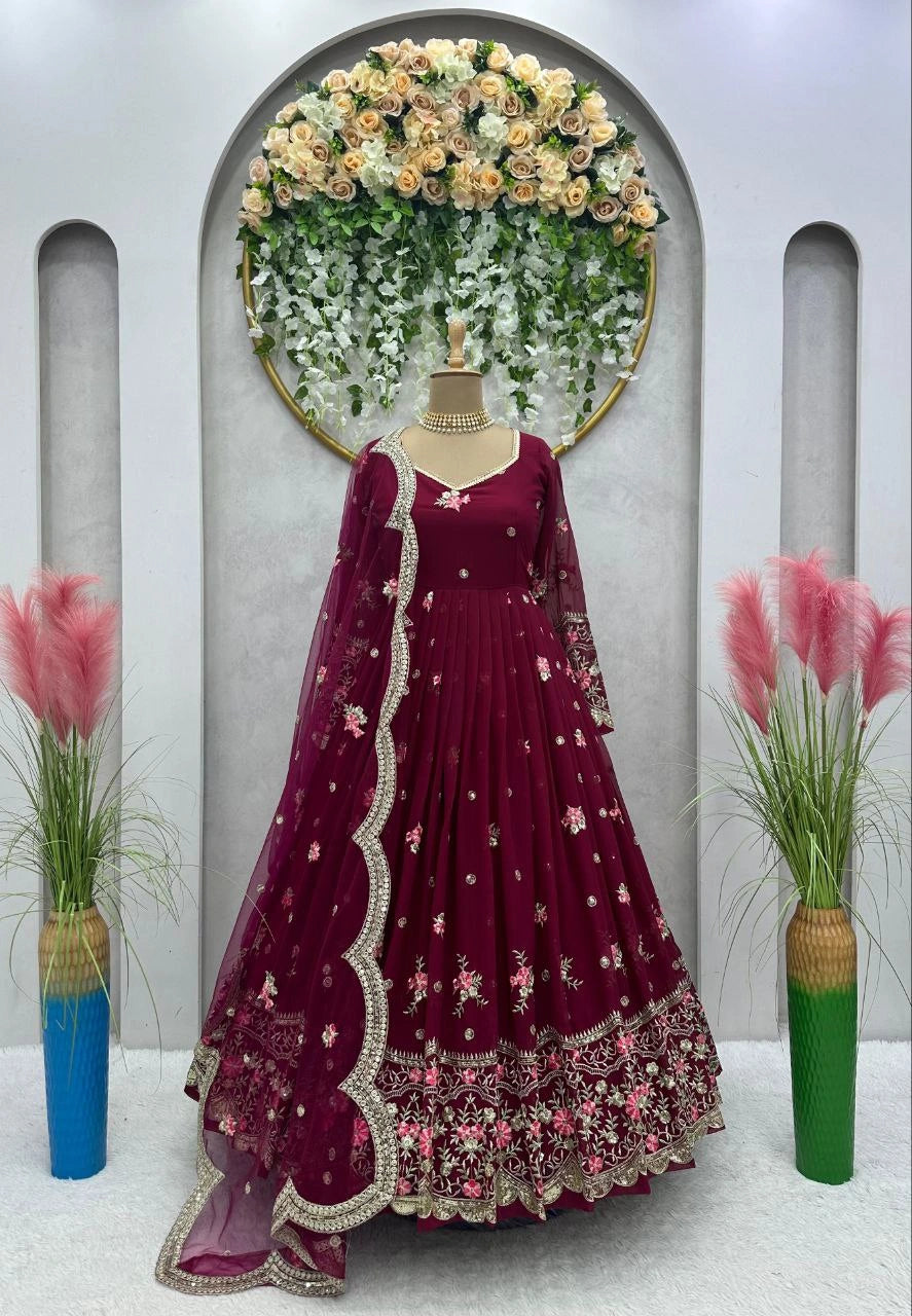 Beautiful Thread & Sequin Embroidered Suit for Women