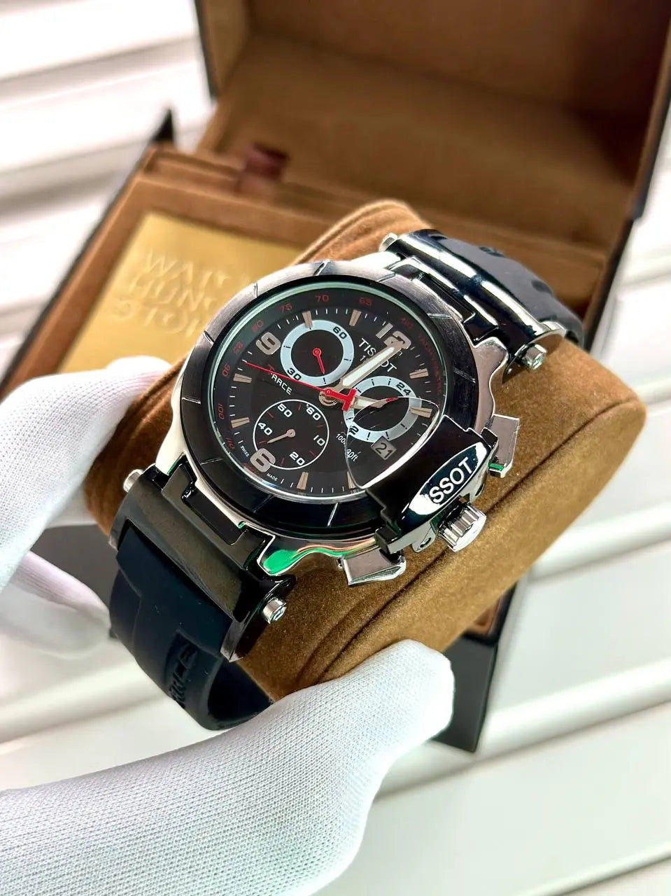 Black fibre strap Tissot watch