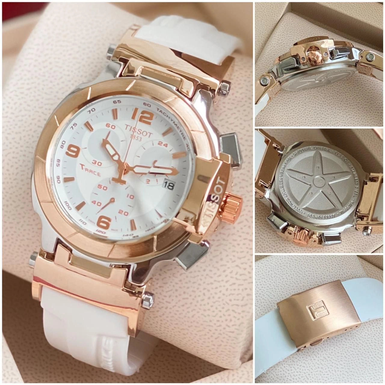 Tissot sports watch black dial close up