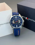 Tommy Hilfiger men watch black case blue strap