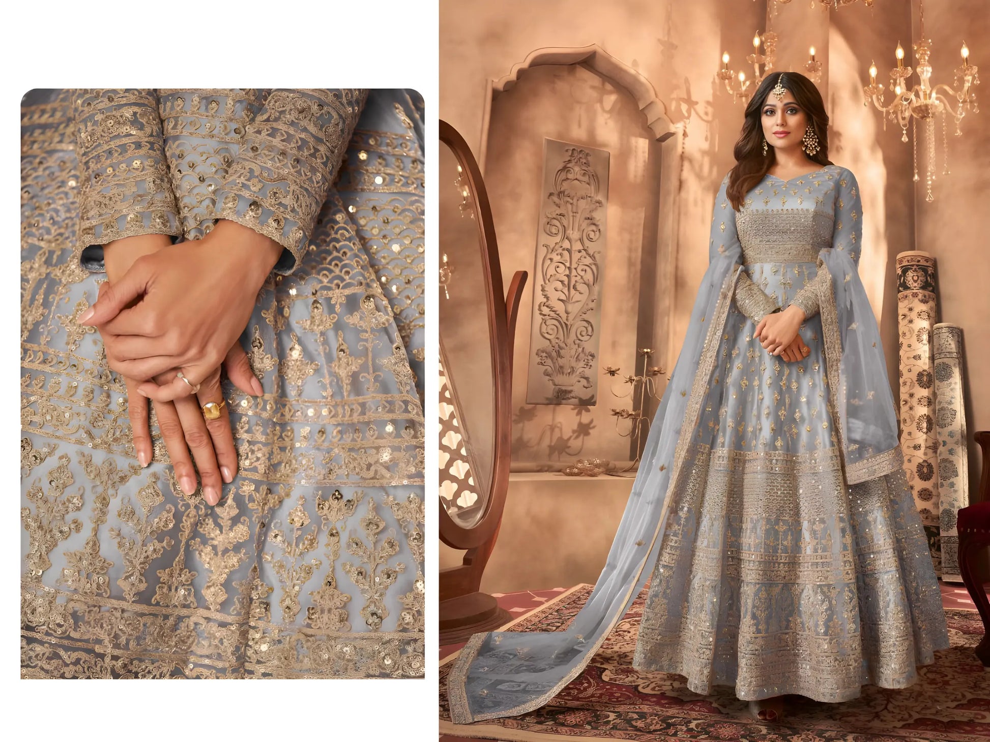 Elegant black Anarkali dress with net dupatta – wedding outfit