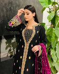 Velvet Embroidered Dress Material for Women