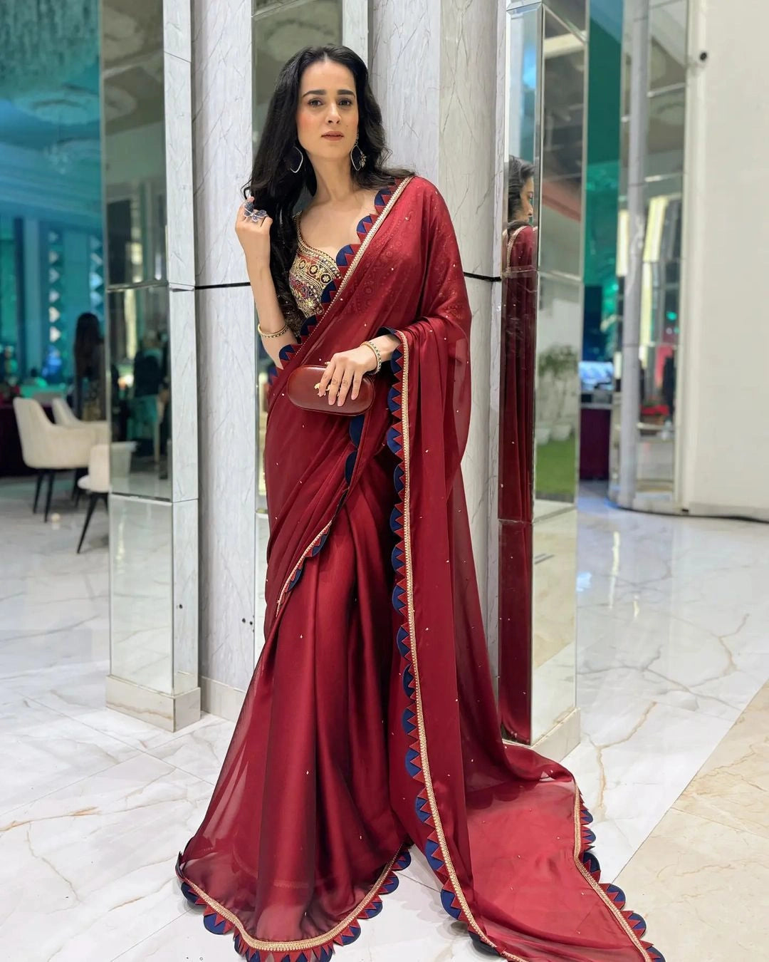 Traditional Indian saree with embroidery