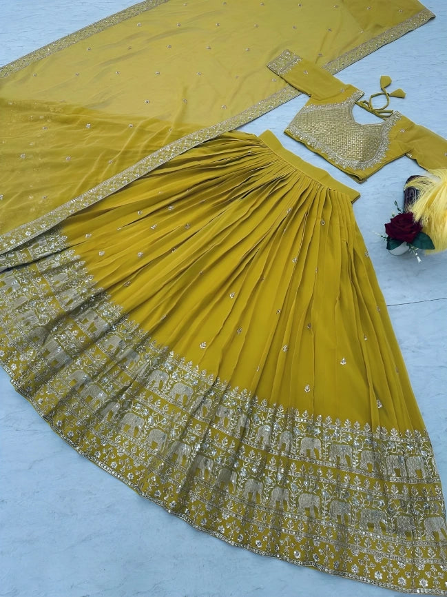 heavy embroidery lehenga design
