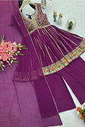 Traditional Indian suit set with lace bordered dupatta