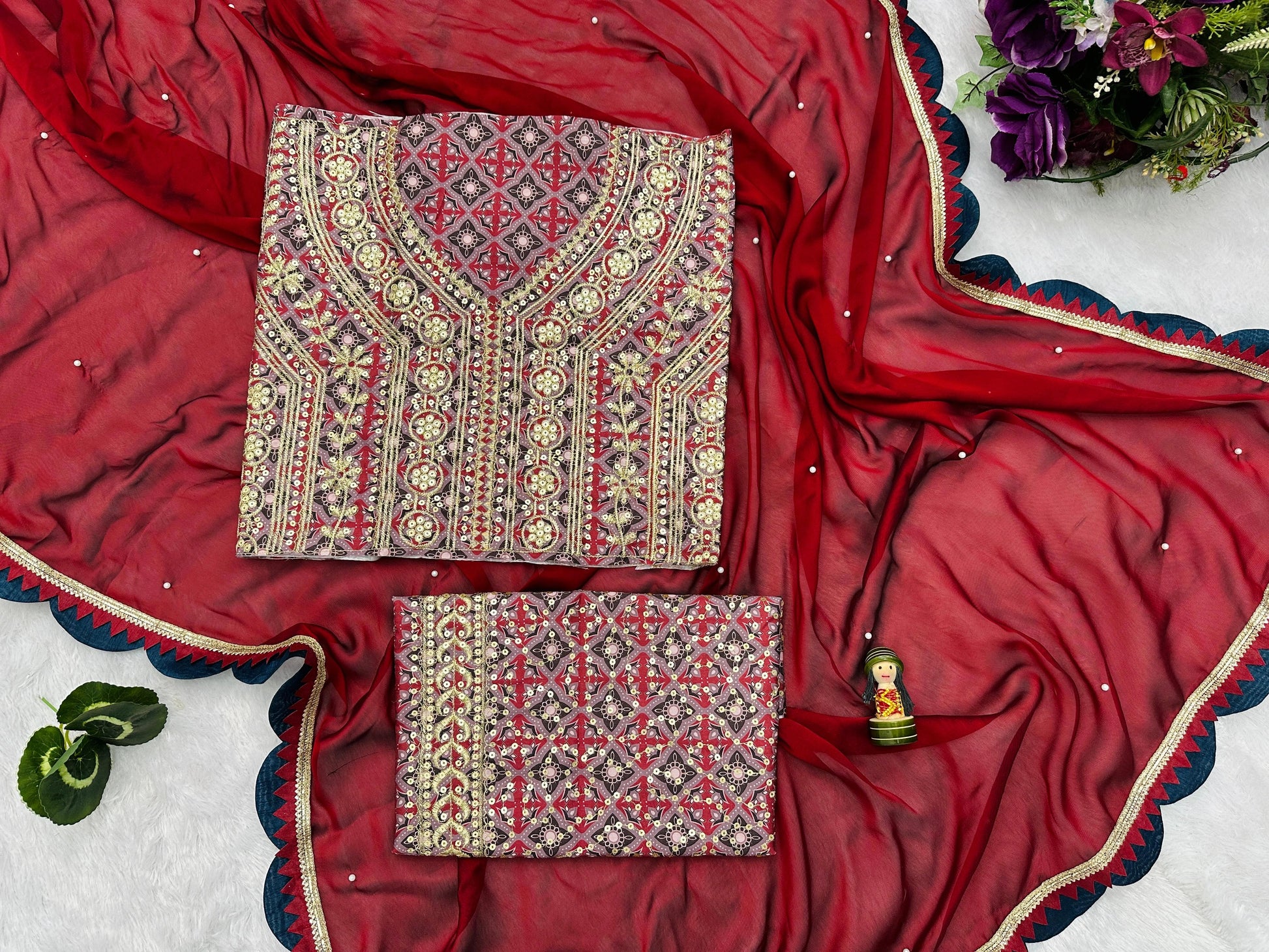 Party wear saree with unstitched blouse