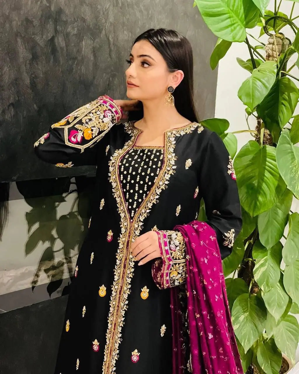 Embroidered Georgette Dupatta with Suit