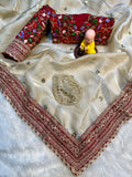 Sequin butti and dori work embroidered saree