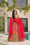 Wedding-ready organza Anarkali gown front view