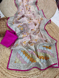 Organza silk saree with traditional styling