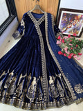 Traditional Anarkali gown displayed flat or on mannequin