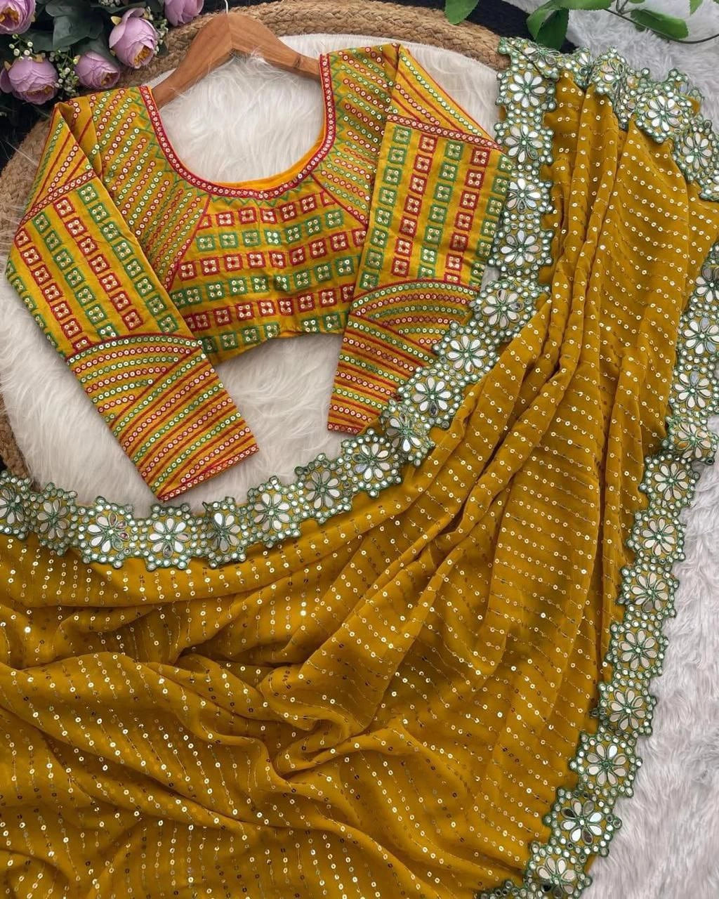 Wedding-ready georgette saree