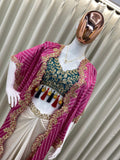 Western wedding outfit with embroidered blouse and skirt