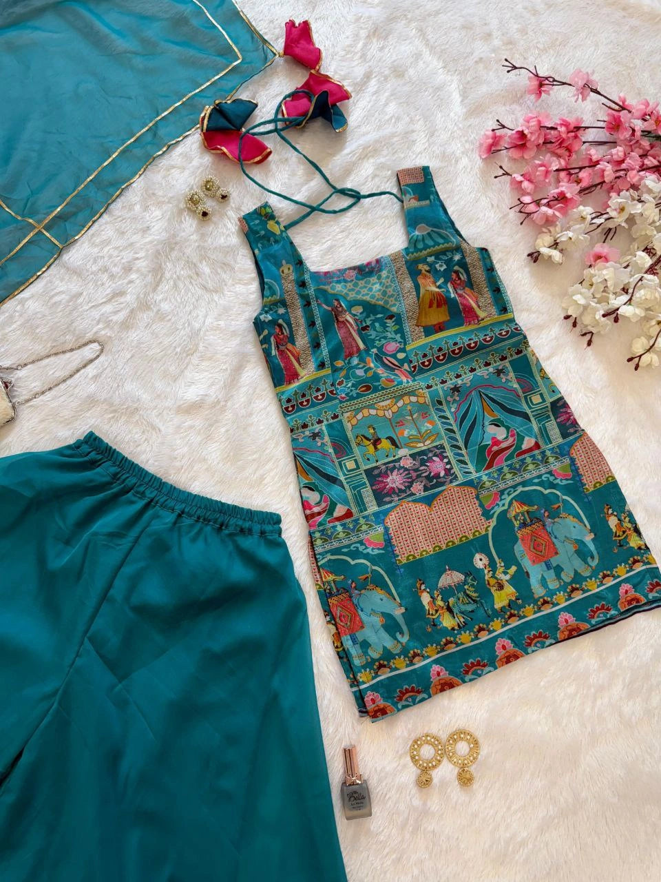 digital printed kurta organza fabric