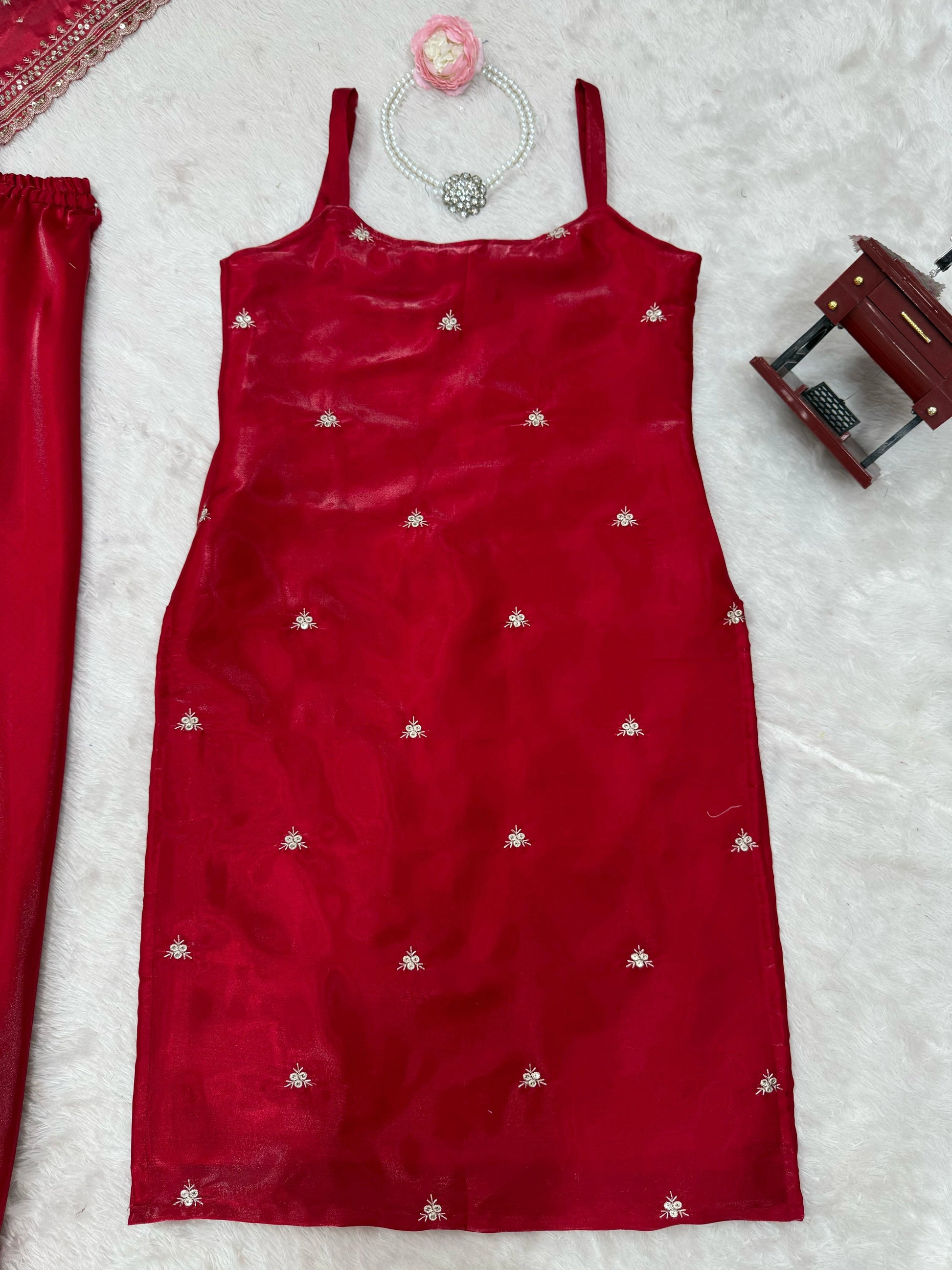 Thread embroidered women's festive outfit