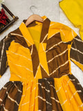 Yellow and grey leheriya suit with dupatta