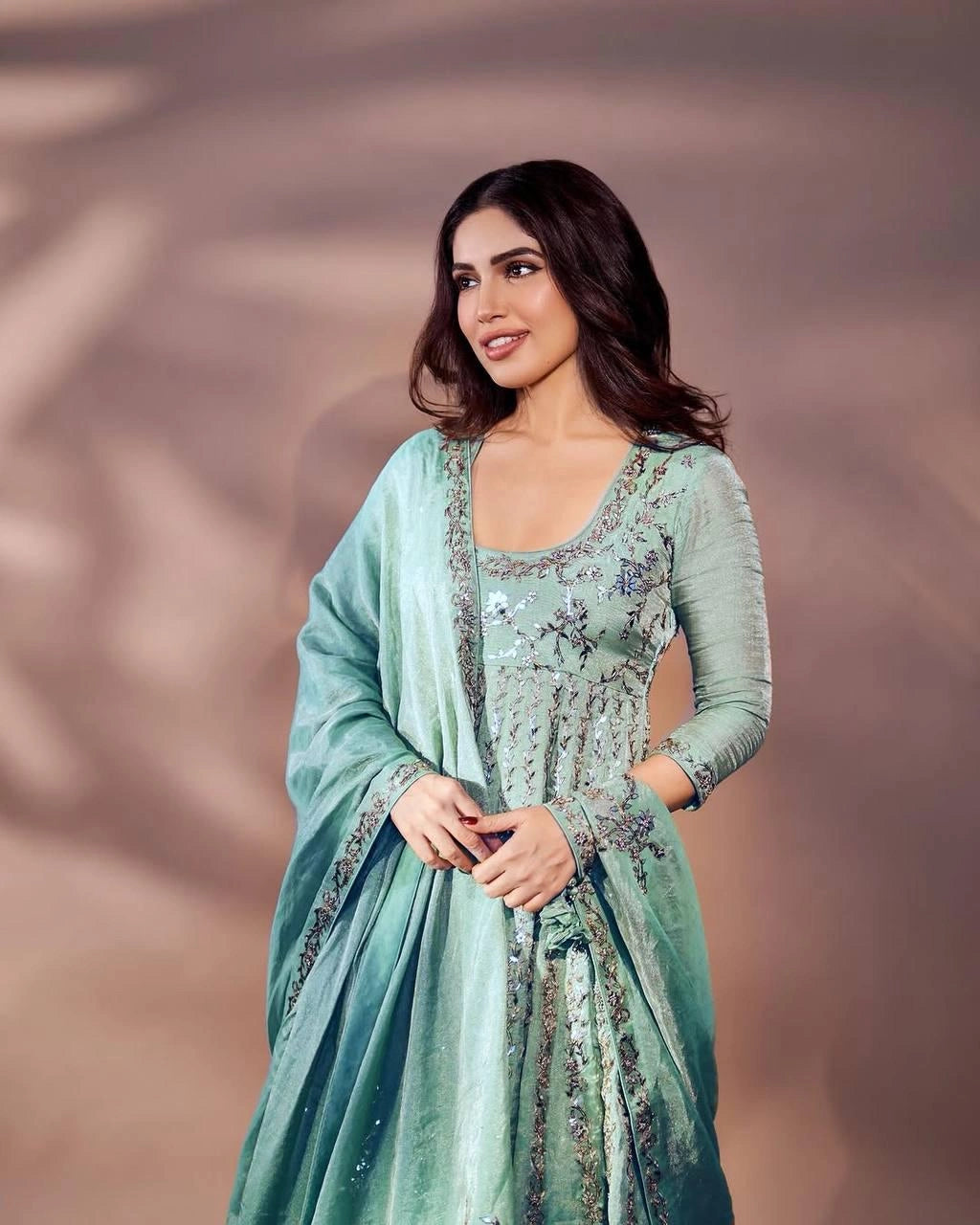 Zari and 5 mm sequin embroidery on the gown