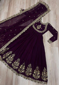 Zari and sequins embroidered gown close-up